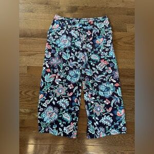 Floral Wide Leg Pants - Navy and Multicolor Size XL